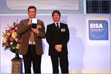 Warren Izzett International Sales Manage, being presented with the EISA Award for the Best "European Home Theater Subwoofer"